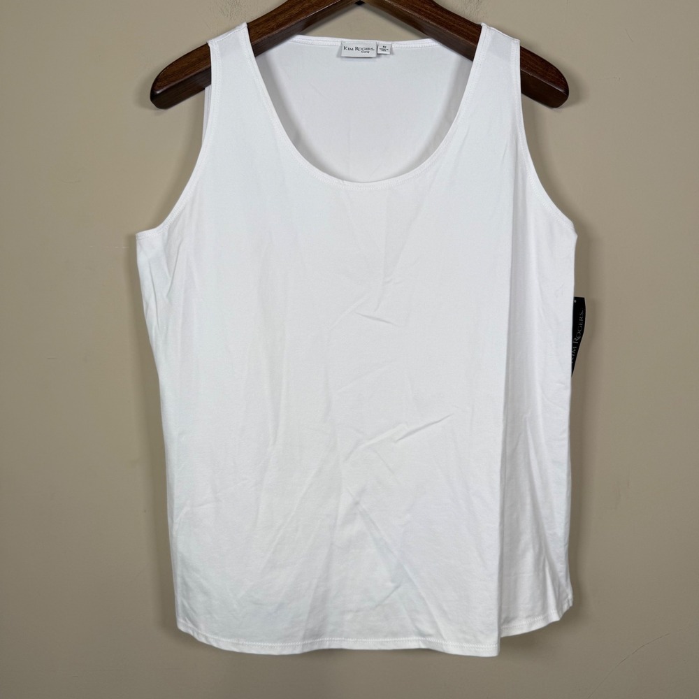 Kim Rogers Curvy White Sleeveless Tank Stretchy 1X